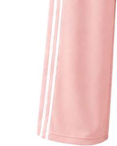 Pantalon de jogging rose pâle à jambes larges avec bandes latérales blanches pour femme, coupe décontractée, taille élastique, style streetwear - Product Image 3