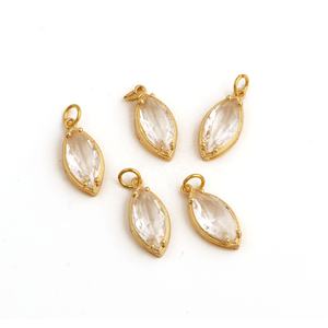 ขั้วต่อจี้คริสตัลควอทซ์มาร์คีส์แบบมินิมอลลิสต์ชุบทองวัสดุทองเหลืองสลักการตั้งค่ากรงเล็บสำหรับเครื่องประดับ - Product Image 5