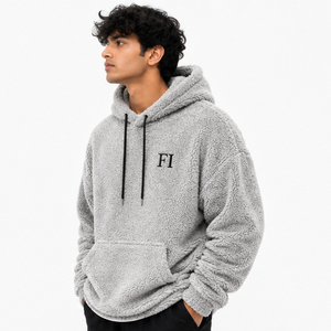 Sweat-shirts en molleton de coton brodés sur mesure pour hommes, texture douce, pull-over Sherpa, épaules tombantes, streetwear chaud, vente en gros B2B USA - Product Image 4