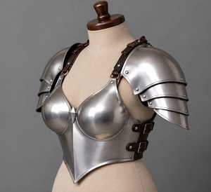 Ensemble d'armure en acier inoxydable plaqué argent, forme irrégulière, poli, style antique, pour déguisement - Product Image 4