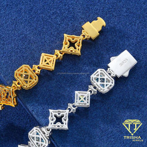 Bracelet à maillons rectangulaires effet pierre bleue avec détails en pierres brillantes pour les détaillants et revendeurs de bijoux de mode - Product Image 4