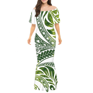 Robe Puletasi Samoane Traditionnelle, Imprimé Polynésien Personnalisé, Robes Sirène Épaules Dénudées, Robes Puletasi Moulantes pour Femmes - Product Image 3