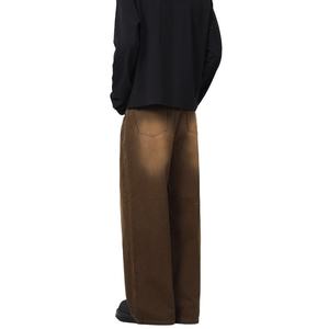 Vaqueros Baggy Rectos Personalizados de Estilo Urbano para Hombre, Vaqueros de Mezclilla de Algodón Oscuro Desgastado, Pantalones Vaqueros Vintage de Moda para Hombre - Product Image 6