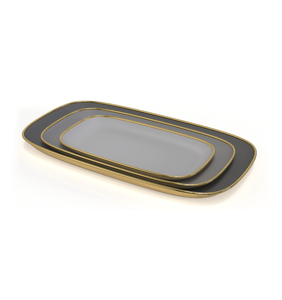 Plateau de service rectangulaire avec motif de houx et de pommes de pin, design classique en métal, plats et assiettes pour les fêtes - Product Image 4
