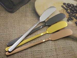 ชุดมีดเนยสแตนเลส 4 ชิ้น ใบมีดแบน ด้ามตรง มีดอเนกประสงค์สำหรับครัว DIY สีเงิน สีทอง - Product Image 2
