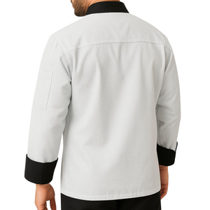 Nouvelle veste de chef à manches longues pour homme, tissu en coton uni, uniforme de restaurant, vêtements de travail pour serveurs, prix bas - Product Image 2