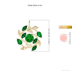 14K <b>Solid</b> <b>Gold</b> Natural Emerald Olive Branch <b>Pendant</b> Round Marquise Multi-Stone Fine Jewellery Anniversary Gift For Her 2026 - Product Image 4