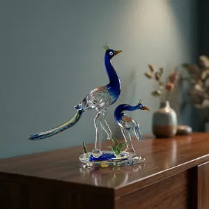 Figuras de Cristal de Pájaros Pavos Reales, Fabricadas en India, Última Colección, para Decoración del Hogar, Mejor Precio al por Mayor - Product Image 3