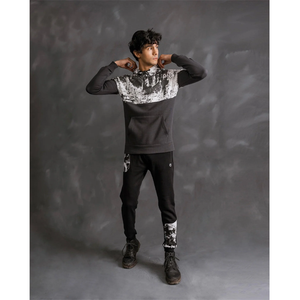 OEM Two Tone Hooded Sweatshirt <b>Men</b> Acid Wash Style Print Drawstring Pullover Wholesale Price Custom Made By Twin <b>City</b> - Product Image 2