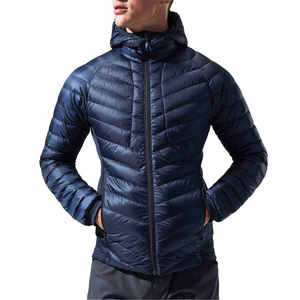 Veste d'hiver rembourrée légère à capuche pour homme, coupe-vent, imperméable, pliable, matelassée, parka d'extérieur bleu marine - Product Image 4