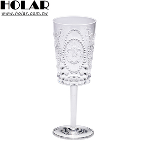 [Holar] Verre à pied en plastique de style vintage, fabriqué à Taïwan, avec motif floral en relief transparent, idéal pour les mariages, les fêtes et les pique-niques - Product Image 1
