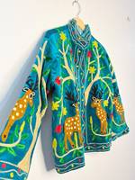 Blouson Bomber en Velours de Luxe Suzani pour Femme, Broderie Artisanale, Léger, Style Bohème, Vêtement Tendance Vintage Automne-Été