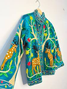 Luxury Velvet Suzani Bomber <b>Jacket</b> <b>Women</b> Artisan Embroidered Lightweight Bohemian Statement Wear Vintage Autumn <b>Summer</b> - Product Image 3