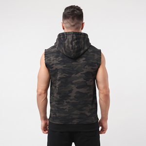 Sudadera con Capucha sin Mangas para Hombre con Estampado de Camuflaje, Ropa de Invierno, Sudadera con Capucha sin Mangas de Felpa de Algodón de 450 GSM, Sudadera con Capucha de Felpa para Hombre - Product Image 3