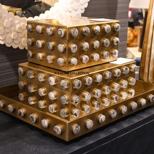 Modern Luxury Design Home Decorative Jewelry Box with Gold Metal for <b>Makeup</b> Organizing and Resin Gemstones - Product Image 6