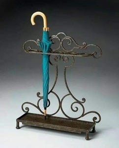 Porte-parapluies moderne en métal artisanal avec capacité double face, support autoportant en métal thermolaqué, décoration d'intérieur - Product Image 5