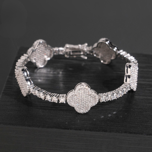 925 Sterling Silver Rhodium Plated Moissanite <b>Charm</b> <b>Bracelet</b> Unisex Men Women Brilliant Cut Hip Hop Party Gift Fine Jewelry Band - Product Image 3