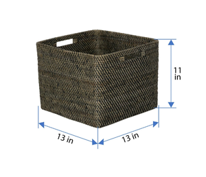 Artex HaiNam <b>Square</b> Natural Rattan Storage <b>Basket</b> With Handles Rustic Multi-Purpose Organizer - Product Image 6