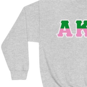 Heather Gray Crewneck Sweatshirt with <b>Green</b> and Pink Letter Graphic Long Sleeve Cotton Fleece Casual Women's Pullover Winter Top - Product Image 4