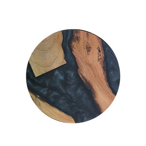 Posavasos de Madera y Resina Verde en Oferta, Resina Epoxi, 100 mm de Diámetro, 10 mm de Grosor, Reutilizables, Modernos, con Logotipo Personalizado, Alta Calidad, para Bodas - Product Image 2