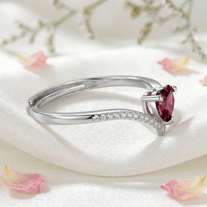 New Arrival Solid 925 Sterling <b>Silver</b> Heart Shape <b>Garnet</b> Gemstone Prong Setting <b>Ring</b> For Womens Handmade Jewelry Manufacaters - Product Image 2