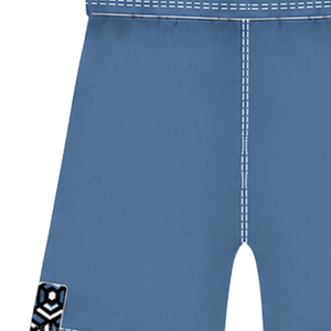 Pantalones Cortos de Rugby Azul Acero y Blanco con Cordón Ajustable, Cintura Elástica, Ribete en Contraste, Personalizables, Transpirables, para Entrenamiento Deportivo y Equipos - Product Image 3