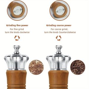 Elegante 10 pollici in legno macinapepe Set 2 pacchetti di regolazione manuale speziatori corona coperchio Design Premium cucina cucina cucina pranzo - Product Image 5