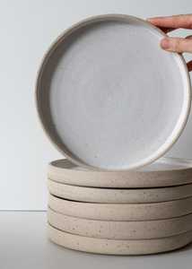 Round <b>Ceramic</b> Flat <b>Plate</b> Handmade Minimalist Design Speckled Finish Dinnerware Set - Product Image 2