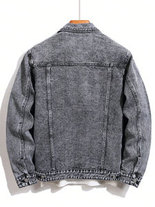 Veste en jean en toile 100 % coton de qualité supérieure pour homme, style vintage déchiré, coupe ajustée, streetwear, coupe-vent et respirante - Product Image 2