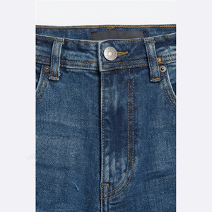 Jeans coupe droite personnalisés pour hommes 2026, denim délavé bleu moyen, pantalon en denim, prix de gros, coupe classique, 5 poches, pour hommes - Product Image 4