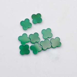 6mm-20mm naturel vert Onyx pierre trèfle à quatre feuilles sculpté pierre précieuse pour bijoux Double côtés trèfles sculptés à l'usine en gros - Product Image 2