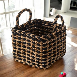 ตะกร้าหญ้าทะเลสไตล์โบฮีเมียน ตะกร้าเก็บของตกแต่ง ทำด้วยมือ ขายส่ง เป็นมิตรกับสิ่งแวดล้อม ผลิตในเวียดนาม - Product Image 6