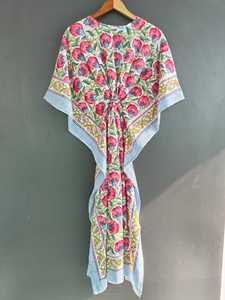 Summer New Print Cotton Boho Style <b>Kaftan</b> Pure Cotton Boho Summer Floral Print <b>Kaftan</b> Long Dress New Style Cotton Women Dress - Product Image 2