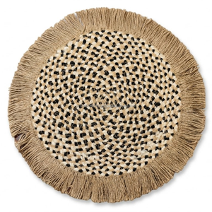 Set de table rond en jute fait main, style bohème avec franges, dessous de verre tissé en fibre naturelle pour la décoration intérieure - Product Image 4