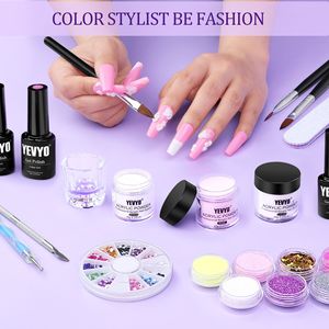 Kit Unghie Acriliche con Lampada UV, 4 Colori Smalto Gel e 24 Colori Glitter, Set Manicure e Pedicure con Monomero Liquido e Polvere - Product Image 5
