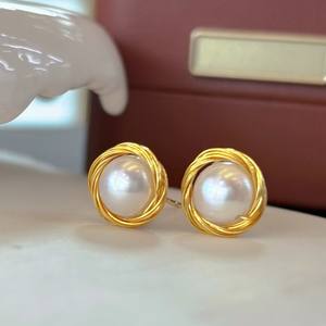 Pendientes de Nido de Pájaro Hechos a Mano de Principios de Verano, Estilo Chino Retro, Pendientes de Perlas de Agua Dulce, Accesorio de Moda Popular - Product Image 1