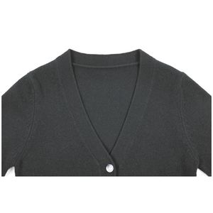 Cárdigan de moda de otoño para mujer ODM OEM hecho a medida cuello redondo fino tejido manga larga estilo chino colocación del logotipo frontal 100% - Product Image 4