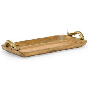 Bandeja de Servicio Multiusos de Latón Vintage, Bandeja Decorativa de Metal Hecha a Mano para Servir Té, Café, Bocadillos y Bebidas, Perfecta para el Hogar - Product Image 3