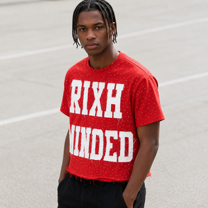 Camiseta de algodón oversize con lavado ácido de marca privada, estampado gráfico, aplique de letras de chenilla personalizado, estilo urbano, para hombre - Product Image 4