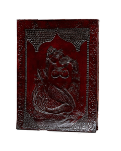 Rustic Two-Panel Embossed Leather Notebook Mandala & Paisley Motif Natural Deckle Edge Pages, Wrap Around Cord Tie Handcrafted - Product Image 5