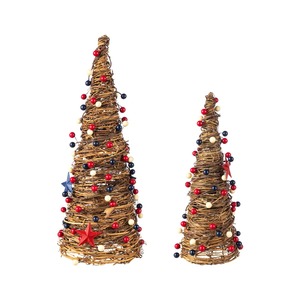 Rattan Home Decor Crystal Tree Decorative Table <b>Top</b> Showpiece Handmade Woven Accent For Living Room Bedroom And Office Styling - Product Image 1