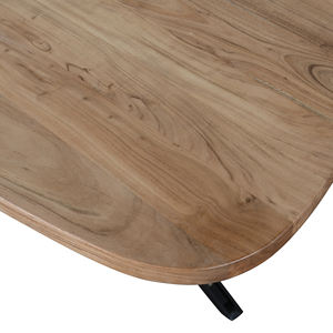 Mesa de Comedor de Madera de Acacia Industrial de Forma Orgánica con Patas Plegables de Metal Estilo Estrella, Ecológica, Duradera, para el Hogar, Cocina, Restaurante - Product Image 5