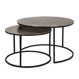 Simply iconic Set Of 2 Pcs Modern Round Metal Coffee <b>Table</b> With <b>Marble</b> Top And Iron Frame Nesting Design Living Room Furniture - Product Image 2
