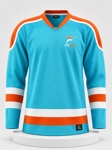 Camiseta de Hockey sobre Hielo para Hombre F2WIN, Cuello en V, Manga Larga, Malla Sublimada Transpirable, Ropa Deportiva Negra, Dorada y Blanca, Nombre del Equipo Personalizado - Product Image 3