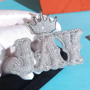 Collier Pendentif Chiffre Personnalisé en Zircon Bling avec Couronne, Bijoux Hip Hop pour Hommes, Plaque Nom Personnalisée, Chaîne Cubaine, Cadeau - Product Image 3