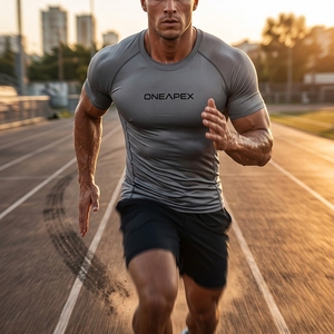 <b>Men</b> <b>Compression</b> T <b>Shirt</b> Gray Short Sleeve Athletic Gym Training Sportswear Custom Logo Fitness Running Workout <b>Shirt</b> - Product Image 6
