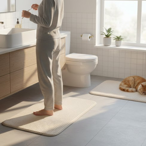 Tapis de bain antidérapant artisanal 1600 GSM, tissé tufté motif Ikat, micro-poly réversible, adapté aux animaux domestiques, pour la maison et l'hôtel - Product Image 5