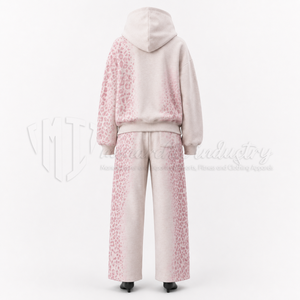 Conjunto Deportivo Personalizado para Mujer, Sudadera con Capucha y Pantalones Anchos con Estampado de Leopardo, Dos Piezas, Ropa Deportiva Informal, Fabricante OEM - Product Image 2