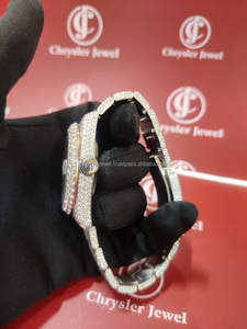 Mouvement automatique mécanique de haute qualité fait à la main VVS Moissanite diamant glacé homme femme montre de luxe en acier inoxydable - Product Image 4