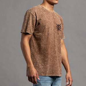 Camiseta con logo personalizado estampado a bajo precio, estilo acid wash para hombre, 100% algodón, corte holgado, para hacer ejercicio, camiseta acid wash para hombre - Product Image 3